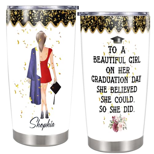 Personalized Graduation Tumbler 2026 Stainless Steel 20 oz 30 oz – Class of 2026 Insulated Travel Coffee Mug with Lid for Women Girls High School Senior - color: Graduation 499