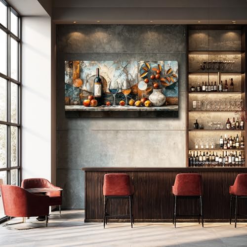XIGUANGART Canvas Wall Decor For Kitchen Wall Art For Dining Room Decorations Wine Glass Painting Still Life Vintage Abstract Picture Artwork Pub Living Room Wall Mural Posters Home Decor 20"x40" - color: Wine Glass Painting, size: 40"L x 20"W