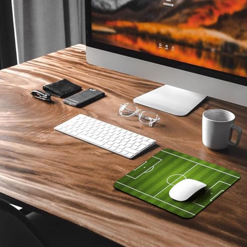 Soccer Field Mouse Pad, Football Pitch Green Grass Sports Stadium Desk Mat - color: Green