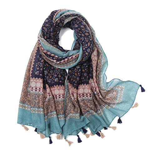 Yeieeo Boho Scarf for Women Lightweight Floral Printed Scarf Fall Winter Fashion Fringed Shawl - color: Floral 10