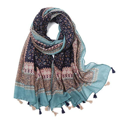 Yeieeo Boho Scarf for Women Lightweight Floral Printed Scarf Fall Winter Fashion Fringed Shawl - color: Floral 10