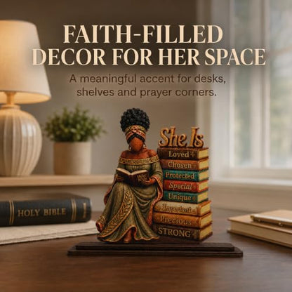 Christian Gifts for Women, African American Black Woman Wood Acrylic Plaque - color: kat-k- Plaque -she is 1