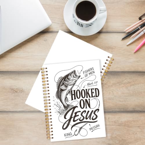 Christian Fishing Spiral Notebook for Women Men 5.5x8.3 Inch - color: Christian Fisherman