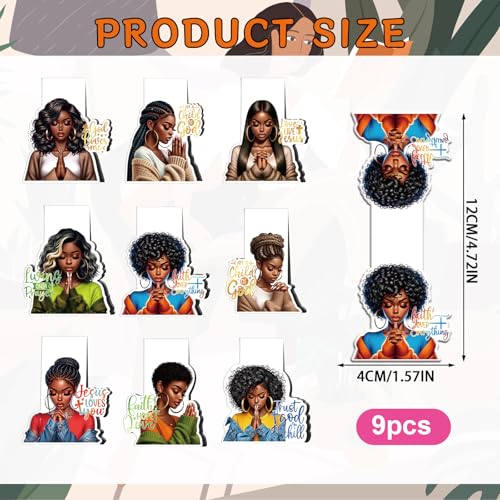 Black Girl Magnetic Bookmarks Gifts - Cosmisun 9 Pcs Praying Black Women Bookmark Magnets Christian Inspirational Book Marks Page Markers Clip Gifts for Church Women Students Teacher Bookish Reading - color: Black Girl