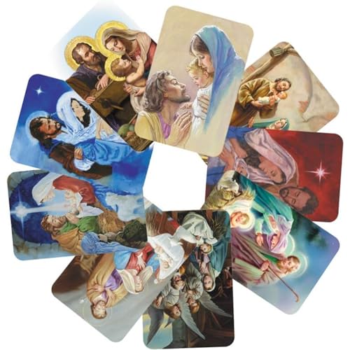Needzo Christmas Prayer Cards, Holy Family and Nativity Scene Images with Prayers on the Back, Assortment Bible Scriptures, 54 Cards Per Pack (Set of 3)