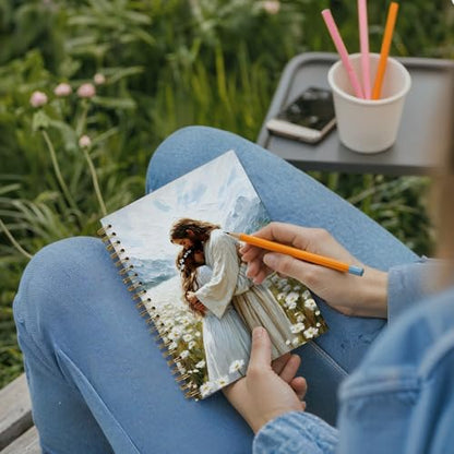 Jesus Holding the Girl Christian Notebook Journal, Church Notes Prayer Journal for Women Girls, Religious Gift Spiral Notebook, 5.5 x 8.3 Inch - color: 08Child