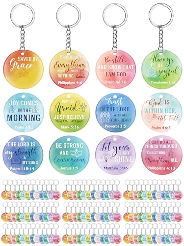 Janmercy 120 Pcs Acrylic Christian Keychain Bulk for Women - style: Watercolor