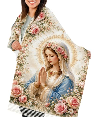 Virgen De Guadalupe Shawls for Women, Virgin Mary Blanket Scarf, Soft Scarf Wrap Prayer Shawl Catholic Gifts - color: Virgen De Guadalupe 2609