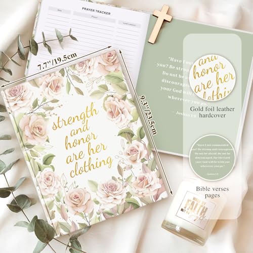 Lanpn Bible Prayer Journal for Woman, 68 Weeks Bible Study Journal Christian Prayer Planner Notebook with Scripture Verse, Daily Devotional Stuff, Christian Religious Faith Gifts, Leather Hardcover - color: Bible-31:25