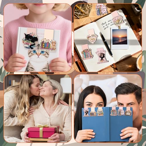 Wxiben Book Lovers Magnetic Bookmark - 9 Pcs Funny Reading Bookmarks Magnets Retro Bookish Floral Book Mark Magnetic Book Mark Page Markers Clip Gifts for Women Men Book Lovers Students Teacher - style: Book Lover