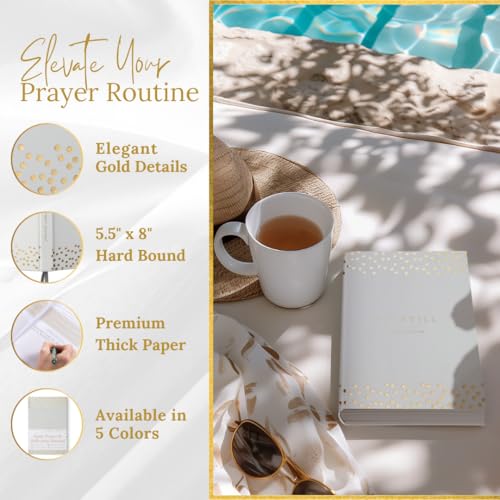 Daily Prayer Journal with Prompts | 90-Day Guided Devotional & Scripture Reflection | Bible Study and Spiritual Growth Tracker | Undated Faith Planner, 5.5x8" - White with Gold Dots - color: Dotted White