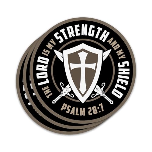 3PCs The Lord is My Strength and My Shield Sticker Christian Cross Bible Verse Sticker Religious Jesus God Faith Waterproof Vinyl Stickers for Laptop Water Bottle Decals Gifts for Women Men 3"x3"