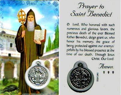 Premium assorted Holy Cards with Medal | Catholic Saints and Prayers with medals (Saint Benedict)