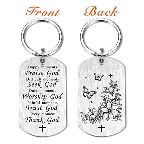 SOUSYOKYO Religious Keychain Christian Gift for Women Men, Godly Ideas, Thank God Spiritual, Bible Verse Healing, Religion Halloween Christmas