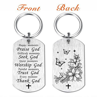 SOUSYOKYO Religious Keychain Christian Gift for Women Men, Godly Ideas, Thank God Spiritual, Bible Verse Healing, Religion Halloween Christmas