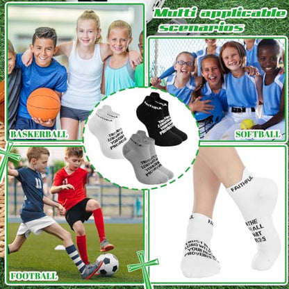 Janmercy 6 Pairs Christian Ankle Socks Fit Us Size 6-13 - color: Black,white,gray