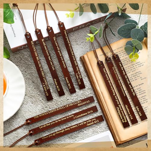 Skyygemm 10 Pcs Christian Bookmarks Christmas Gift for Women, Brown - color: Brown