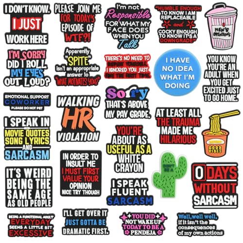 Cute Pins Bulk, Funny Lapel Badge Pins Rubber Brooch Pins for Backpacks, Hats, Bags - style: Word-25PCS