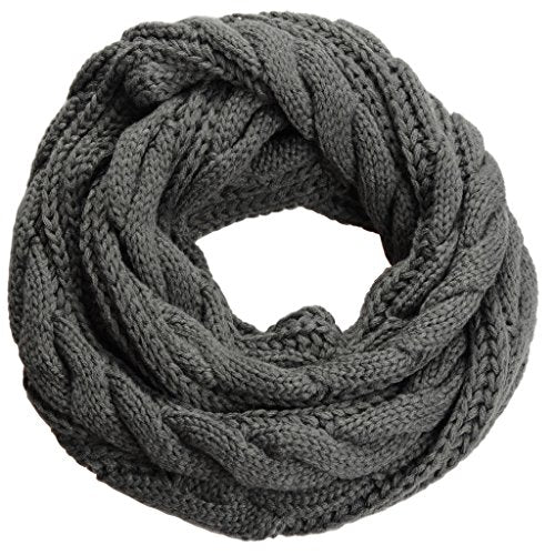 NEOSAN Womens Thick Ribbed Knit Winter Infinity Circle Loop Scarf - color: Twist Charcoal