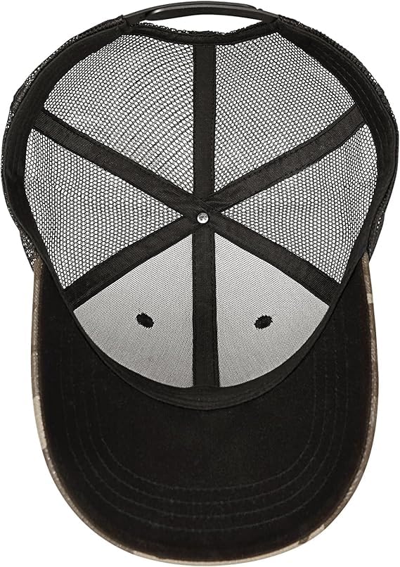 Hat for Men Women, Baseball Cap Gifts for Men Women, Adjustable Cotton Leather Patch Trucker Baseball Cap - color: Veteran-round