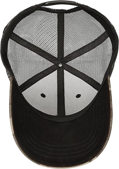 Hat for Men Women, Baseball Cap Gifts for Men Women, Adjustable Cotton Leather Patch Trucker Baseball Cap - color: Veteran-round