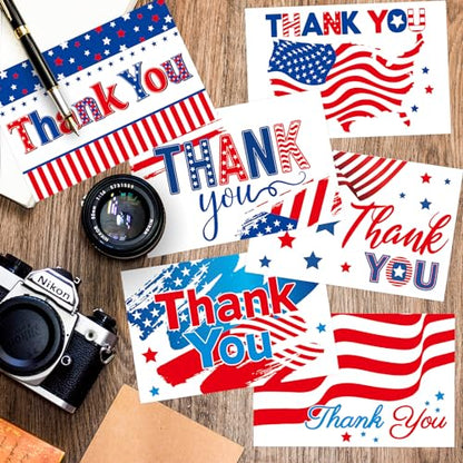 Fancy Land Patriotic Thank You Cards with Envelopes, 24Pcs