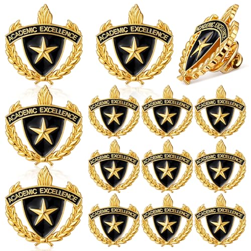 Riceshoot 12 Pcs 2026 Graduation Award Lapel Pins Bulk Academic Honors Enamel Award Lapel Pins Class of 2026 Gifts for Graduation - style: Academic Excellent