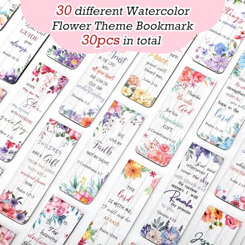 Chinco 30 Pcs Magnetic Christian Bookmarks - Bible Verse Inspirational Scripture Page Clips, Religious Prayer Bookmarks for Women, Kids, Teachers, Church Supplies & School Gifts(Flower) - style: Flower