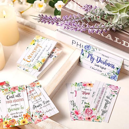 Estune 240 Pcs Bible Verse Cards bulk with Full Scripture, Flower Style - style: Flower Style