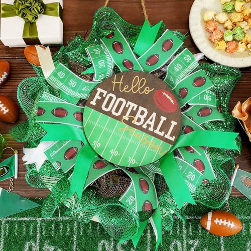 Cinnvoice Football Wreath Artificial Front Door Wreath - style: Football