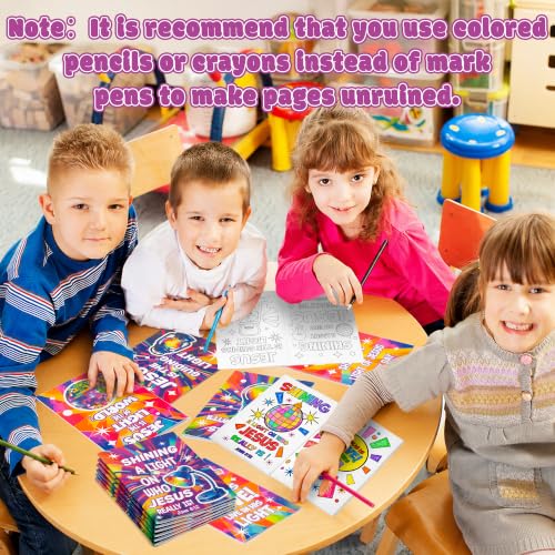Dvbonike 24Pcs VBS Religious Coloring Books Illumination Station DIY Pages - color: E-VBS Religious