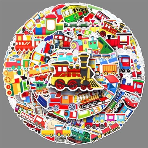 100PCS Train Stickers for Teens Adults Boys,Transportation Vehicle Waterproof Decals for Water Bottles Luggage Computer Mobile Phone Skateboard Helmet Bike Bicycle Laptop Refrigerator Notebook - color: Train