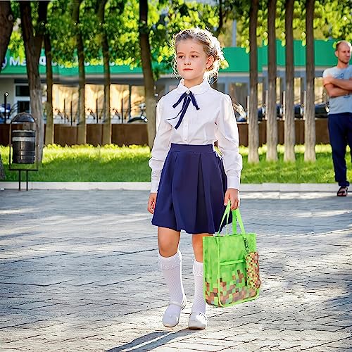 Kids Cute Tote Bags for Boys Girls Ages 4-16,Handbags with Pencil Case, Book Tote Bags with Zipper for School and Playtime (green) - color: Green