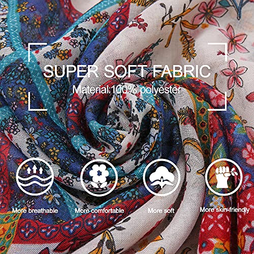 Yeieeo Boho Scarf for Women Lightweight Floral Printed Scarf Fall Winter Fashion Fringed Shawl - color: Floral 11