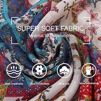 Yeieeo Boho Scarf for Women Lightweight Floral Printed Scarf Fall Winter Fashion Fringed Shawl - color: Floral 11