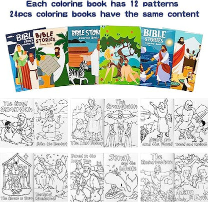 Haooryx Christian Bible Story DIY Coloring Book Mini Booklet Craft for Kids