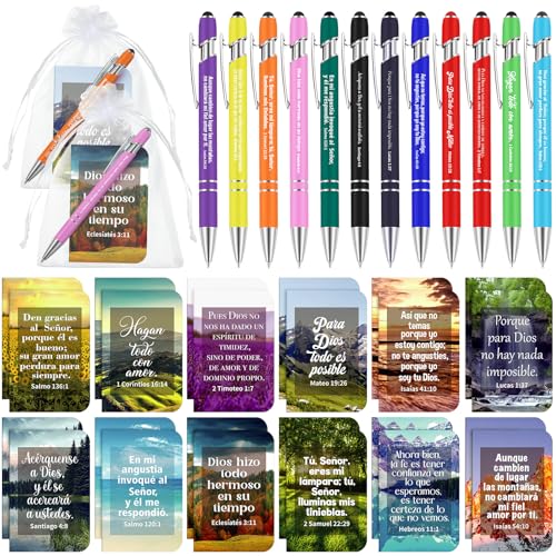 Fuyoooo 72 Pcs Spanish Christian Gift Notebook Set Regalos Cristianos En Español Para Women Men Bible Church Catholic Religious for Back to School Office Sunday School Bible Study Group(Scene Style) - style: Scene Style