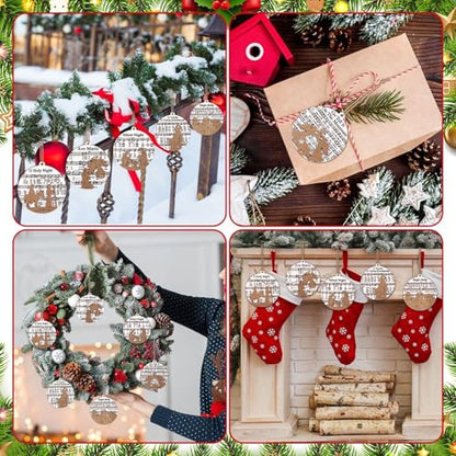 Shellwei 24 Pcs Christmas Ornament Bulk Wooden Nativity Scene Music Sheet - style: Stylish