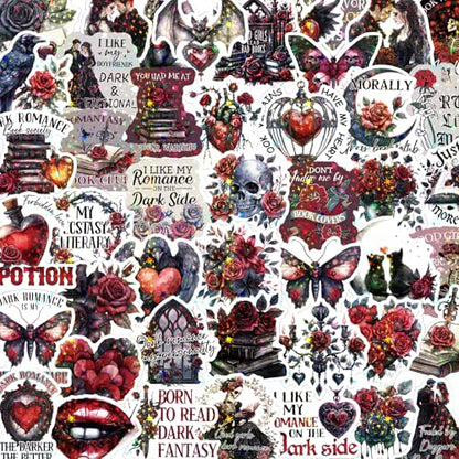 100 Pcs Dark Romance Stickers Gothic Bookish Decals - style: Dark Romance