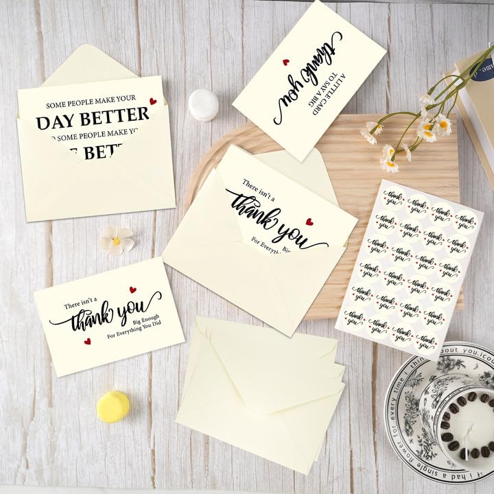 Thank You Cards Bulk with Envelopes Stickers Appreciation Cards Notes - color: simple thank you card, size: 24pcs