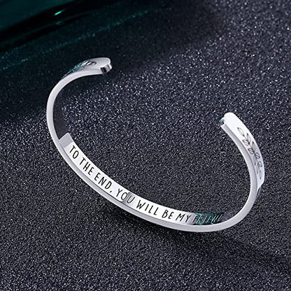 TONY & SANDY Cuff Bracelets for Women Teen Girls Best Friend Sister Mom Daughter Granddaughter Easter Birthday Mother's Day Christmas Stocking Stuffers for Teen Girls Women Jewelry - style: 0 - Friend Gifts - to the end, you will be my friend