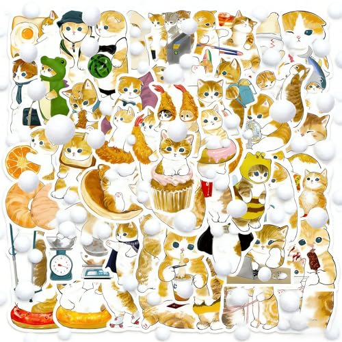 DothRayan Cat Stickers, 100 Pcs Cute Cat Waterproof Vinyl Stickers for Water Bottle, Laptop, Phone Stickers for Kids Teens Girls Adults - color: Cat a