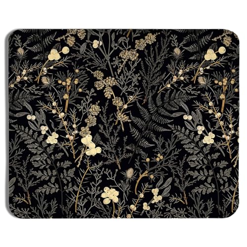 Vintage Green Plant Mouse Pad Office Supplies,Black Green Fern Leaves Botanical Cottagecore Mouse Pads for Wireless Mouse Computers Laptop Desk Accessories,Plant Desk Accessories,9.5x7.9 Inch - color: color 3