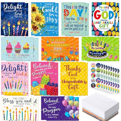 Gersoniel 24 Pack Religious Christian Birthday Cards Bulk,Classic Style - style: Traditional