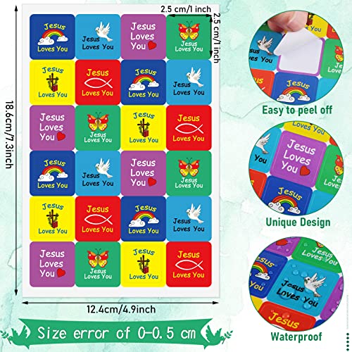 Junkin 480 Pcs Religious Stickers, Jesus Loves You Themed Stickers, Cute - style: Cute