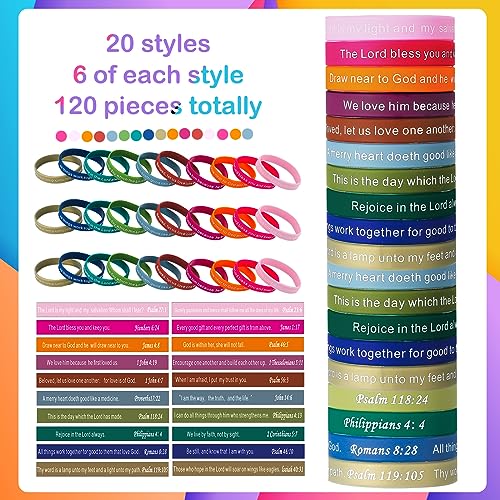 Estune 120 Pcs Bible Verse Bracelets Christian Wristbands, Rustic Color - color: Rustic Color