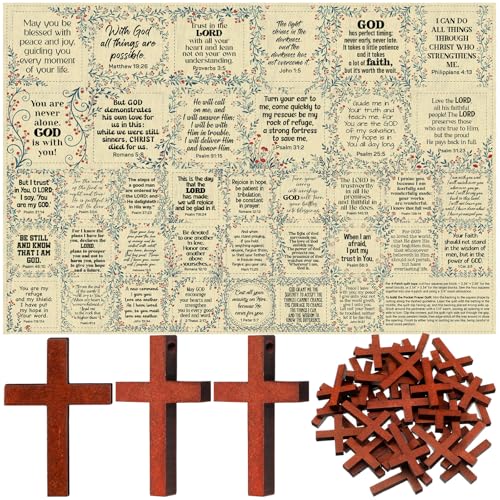 Fanfanwin 38 Sets Prayer Quilt Squares with Crosses, Wildflower, Brown - color: Brown, style: Wildflower