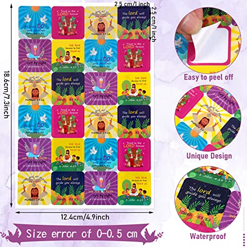 Junkin 480 Pcs Religious Stickers, Jesus Loves You Themed Stickers, Bright - style: Bright
