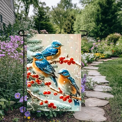 BlissYard Christmas Bluebird Garden Flag 12x18 Inch Polyester - color: Bluebird