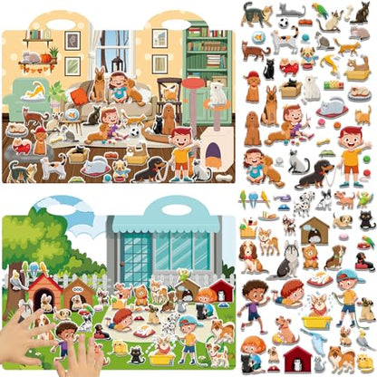 Pet Shop 3D Puffy Sticker Activity Book 100 Reusable Stickers Activities Puppy Sticker Book Cute Dog Cats Christmas Removable Stickers for Gifts Toys Supplies Favor - style: Pet Shop